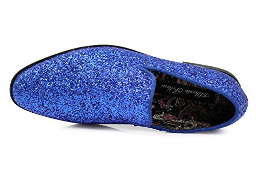 Image of SPK04 Men's Vintage Glitter Dress Loafers Slip On Shoes Classic Tuxedo Dress Shoes