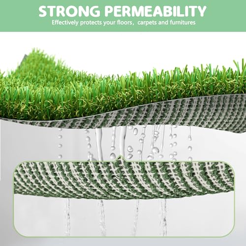 Image of Dog Grass Pad with Tray, 25 inch x 20 inch Dog Grass Potty Tray, Indoor Dog Potty | For Puppy Training, Reusable Artificial Pee Grass Pad Tray for Dogs, Outdoor Dog Toilet Pet Loo, 3-Layer System