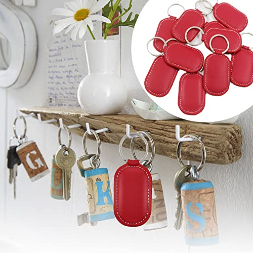125Khz EM4305 T5577 Red Leather Rewritable RFID Key Fob Proximity ID Card Token Tag Keypad Card for Door Entry Access Control System, Security Lock Wholesale, Read and Rewrite (5PCS)