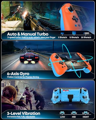 Image of OIVO Switch 1 /2 Controller for Original /OLED /Switch 2 Console, Stretchable Switch Handheld Joypad Ergonomic Grip for NS Pro Controller with RGB Light, TMR Joystick, Turbo, 4 Macro, Orange & Blue