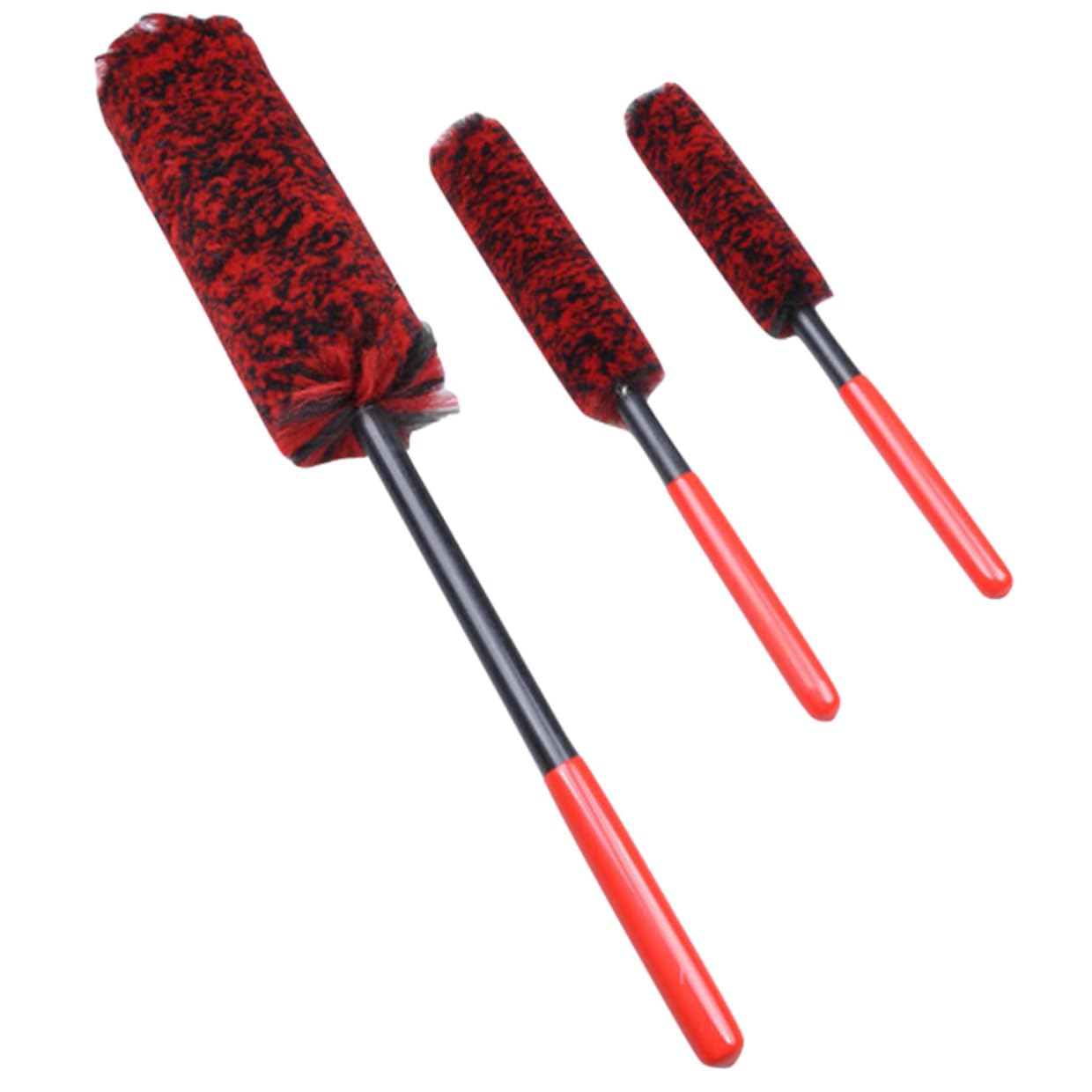 SHERCHPRY Set 3 Pezzi Spazzole per Pulizia Pneumatici Auto Manico Ergonomico in Fibra e Pom, Strumento Facile da Conservare per Cura e Detersione Ruote