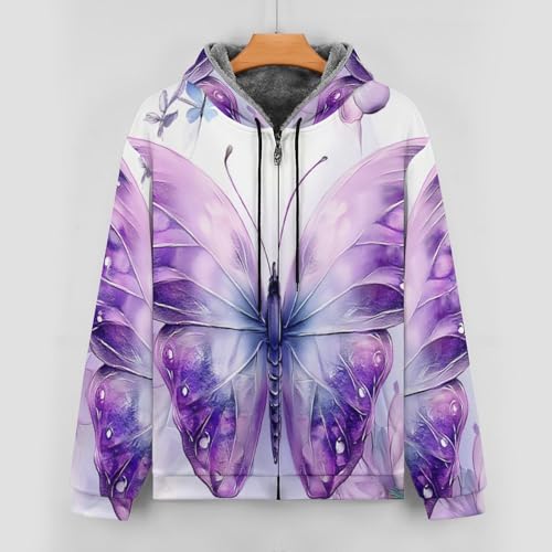 Cardigans papillon violet pour hommes avec zip complet chaud - 6