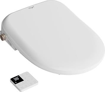 Heated Toilet Seat With Bidet, Electric Bidet Toilet Seat With Warm Air Dryer, Self Cleaning Nozzle, Warm Water Wash, Soft Close, LED Night Light, Wireless Remote Control, Easy Installation Elongated