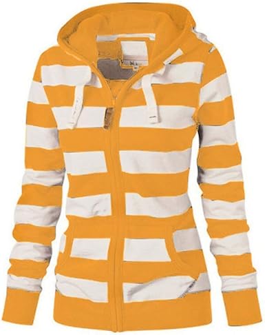SHOBDW Mujeres Cremallera Camisetas de Manga Larga Sudadera con Capucha a  Rayas Abrigos de Invierno Chaqueta de Mujer Casual Jerséis Delgados  Outwear: Amazon.es: Ropa