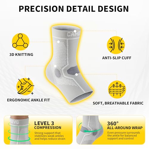 Image of CAMBIVO 1 Pair Ankle Compression Sleeve for Men & Women - Soft, Breathable Support for Plantar Fasciitis, Achilles Tendonitis, Swelling & Sports Recovery - Easy to Wear, All-Day Comfort Fit