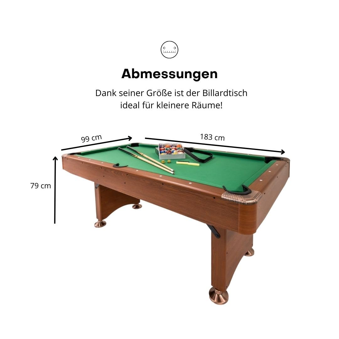 Pegasi Billardtisch 6ft Elegante - Braun - Tischbillard - Indoor