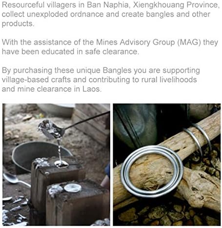 The Friendly Trading Company Peace Bangle - Bombs 2 Bracelets - Made from Recycled Aluminium from Vietnam War Bombs - Woman`s 7cm / Man`s 8cm / Child`s 6cm - with Presentation Pouch & Storycard - Image 5