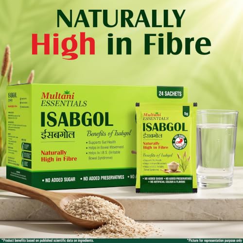 Image of Multani Essentials Isabgol | Psyllium Husk Powder (24 Sachets - 5 gm Each) | For Gut Health And Irritable Bowel Syndrome | Effectively Relieves Constipation | Fibre Supplement For Digestion | Chemical Free | No Added Sugar Or Artificial Flavour | 100% Isabgol