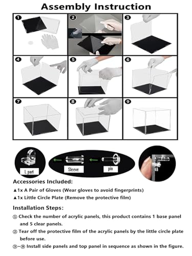 Clear Acrylic Display Cabinet Assembly, Thickened Base, top openable Door, Sturdy L-Shaped Buckle, dust Protection Cabinet for Action Doll Toy Collectibles (White, 40x30x25cm/16x12x10in) - Image 3