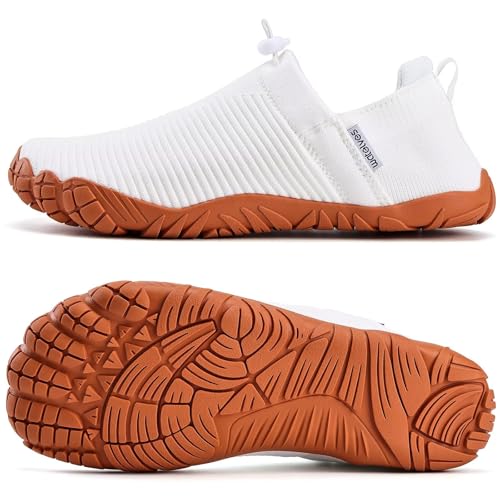 Image of WateLves Water Shoes Womens Mens - Comfortable Lightweight Striped Pattern Barefoot Shoes for Beach Swim Pool Yoga Boating Water Aerobics
