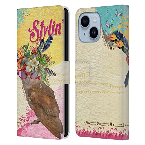 Étui iPhone 14 Plus Duirwaigh Hibou Boho housse protection portefeuille en cuir pour smartphone Apple
