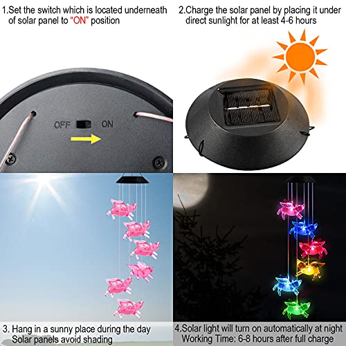Solawindchime Fly Pigs Wind Chimes, Color Changing Pigs Wind Chimes, Waterproof Solar Pigs Lights, Romantic Solar Powered Flying Pigs Wind Chime, Home, Yard, Outdoor Garden Decoration, Gifts For Women #TOP3