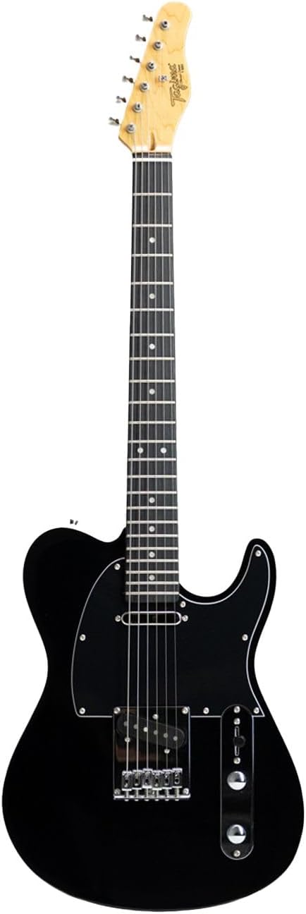 Guitarra elétrica Tagima Telecaster Classic T-550 preta, corpo sólido, braço com escala escura, captadores single coil, acabamento brilhante, tarraxas cromadas, fundo branco.