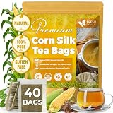 Picture of FreshDrinkUS, Premium 40 Tea Bags Corn Silk Tea, 100% Natural & Pure from Corn Silk. Herbal Tea. Clean Ingredients. Made with Natural Material Tea Bags. No Sugar, No Caffeine, Vegan.