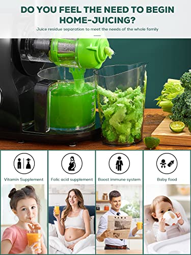 Juicer Machines, Aiheal New Generation Celery Slow Masticating Juicer Extractor Easy To Clean With Brush, Cold Press Juicer With Quiet Motor & Reverse Function For Fruits & Vegetables, Recipes (Elegant Black) #TOP6