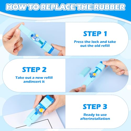 24 Pcs 2-in-1 Cute Retractable Eraser with Pencil Sharpener, Cute Kawaii School Supplies for Kids, Fun Cartoon Design for Classroom, Party Favors and Back to School Gifts