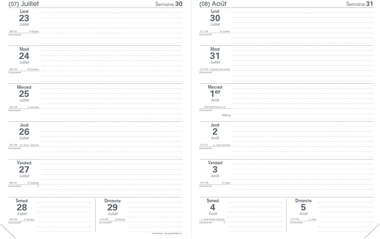 QUO VADIS Recharge Agenda Professeur 21 x 27 cm Mi-Août 2026 à Mi-Juillet 2027