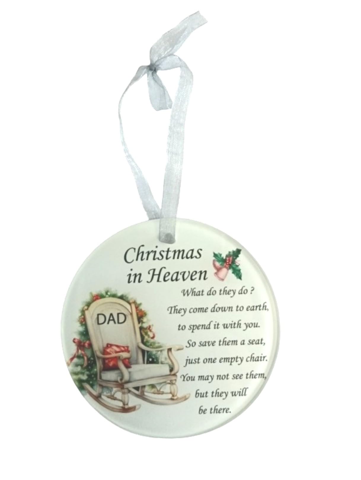 David Fischhoff Dad Glass Memorial Christmas In Heaven Hanging Ornament Plaque
