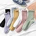 5 Pairs Womens Cotton Socks Ruffle Turn Cuff Sock Casual Crew Frilly Sock Knitted Ruffled Socks for All (Pink, One Size)