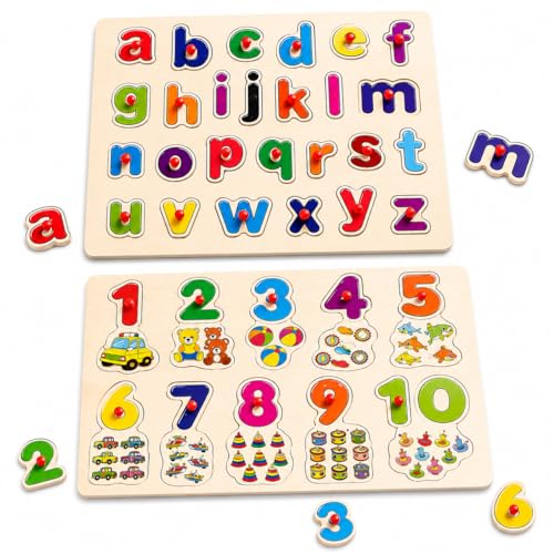 Image of PLUSPOINT Wooden Learning Educational ABCD Board for Kids | Alphabet & Number Puzzle Board | Activity Toy for Toddlers & Preschoolers | Wooden Learning Puzzle for 2+ Year Old Boys & Girls