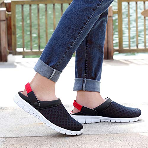Mens Womens Mules & Clogs Garden Shoes Summer Breathable Mesh Slippers Non-Slip Outdoor Beach Sandals Unisex Red,10.5 Women/8 Men,Label Size 42 #TOP4