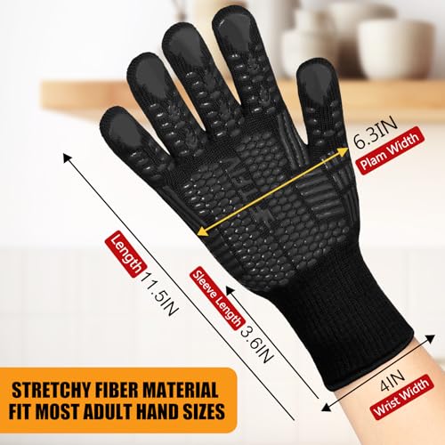 Image of BBQ Gloves, Oven Gloves, 1472F Extreme Heat Resistant Barbecue Gloves, Silicone Non-Slip Oven Mitts, Kitchen for Cooking, Grilling, and Baking