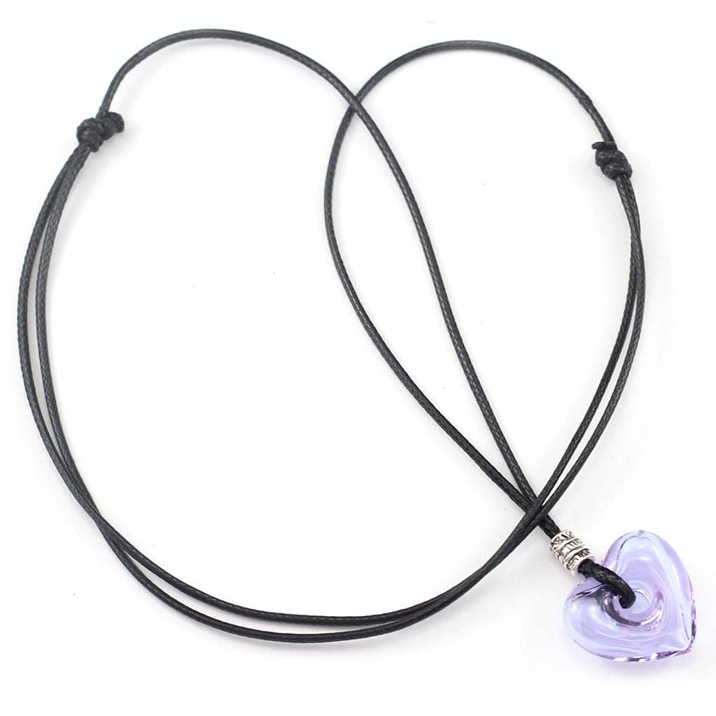 TINY STORE Essential Bottle Diffuser Perfume Heart Glass Pendant Necklace Light Purple