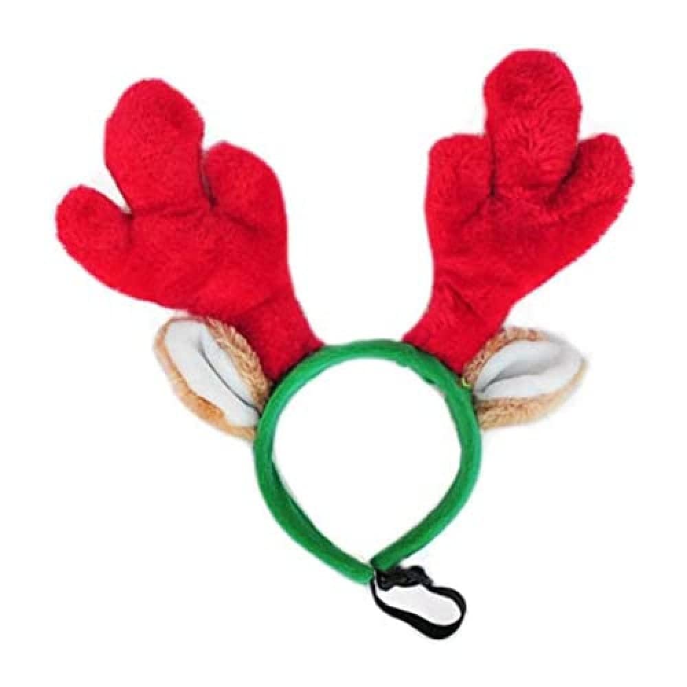 ZippyPaws Christmas Dog Antlers - Plush Squeaky Holiday Dog Gifts for Small & Medium Puppy Dogs, Interactive Hide & Seek Stocking Stuffers for Pets - Deer Antlers Headpiece