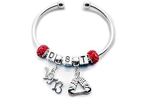 Delta Sigma Theta Sorority Greek Metal Beaded Open Bangle