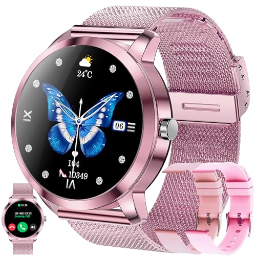 LWEARKD Montre Connectée Femme avec Appel Bluetooth 5.1/Numérotation, 3 Bracelets, 1,09