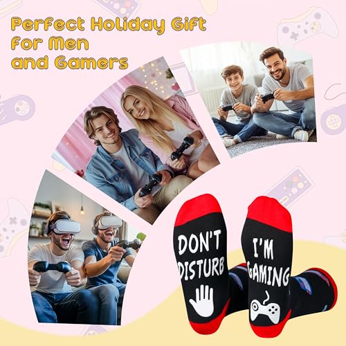 Do Not Disturb I'm Gaming Socks,Men Gifts for Men Teen Boys Dad Him Son Fathers,Valentines Christmas Stocking Stuffers - Image 3