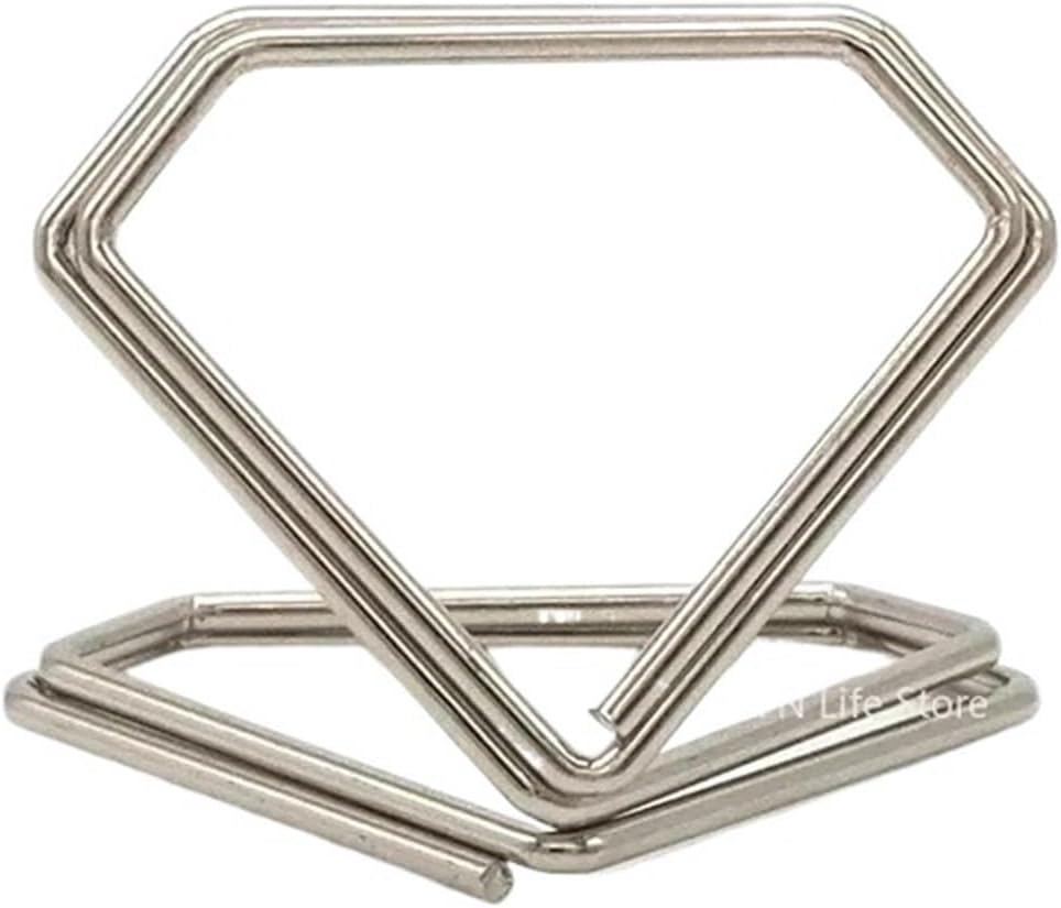 30pcs Diamond Shape Metal Memo Holder Photo Clip(Black)