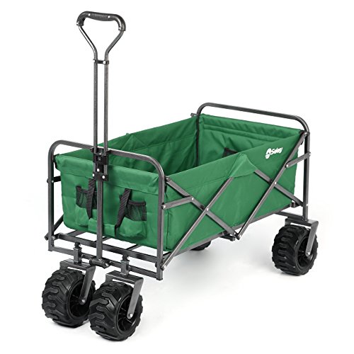 Sekey Folding Wagon Cart Collapsible Outdoor Utility Wagon Garden Shopping Cart Beach Wagon