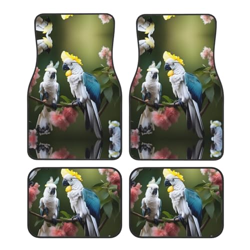 Tapis de voiture universels contre saleté motif cacatoès fleurs