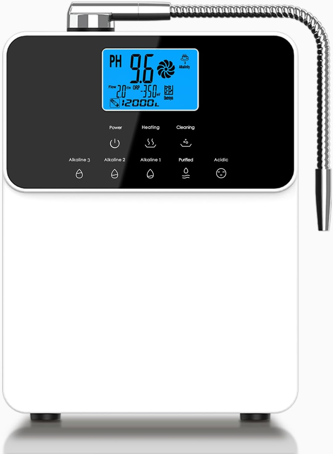 Alkaline Water Ionizer Machine for Home, 11 Titanium Plates Heating Alkaline Water Machine, pH4-10.5 Acid Water Purifier, Water Filter Up to -600mV ORP | 10000 Liters Per Filter, White