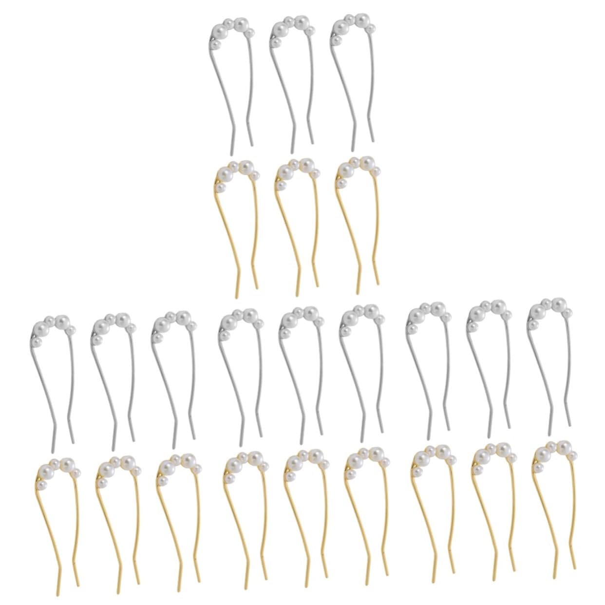 VICASKY 24 Pezzi Fermagli per U Shaped Eleganti Vintage per Chignon e Acconciature Spesse Accessori Decorativi in Oro e