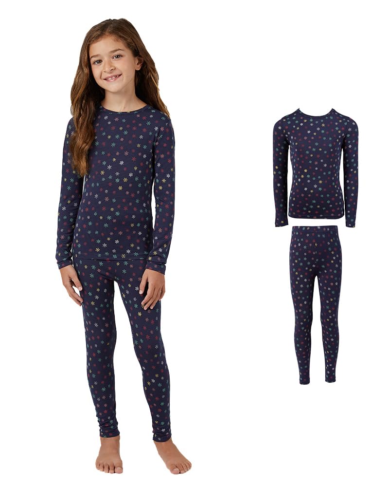 32 Degrees Heat - Conjunto unisex de 2 piezas de manga larga con cuello redondo y leggings para niños, elástico en 4 direcciones, ajuste a la forma, térmico