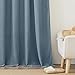 RYB HOME Extra Long Linen Curtains Semi Sheer Drapes Natural Linen Textured Blend Boho Window Decor for Living Room Bedroom Front Door High Ceiling Window, Stone Blue, W 52 x L 84, 1 Pair