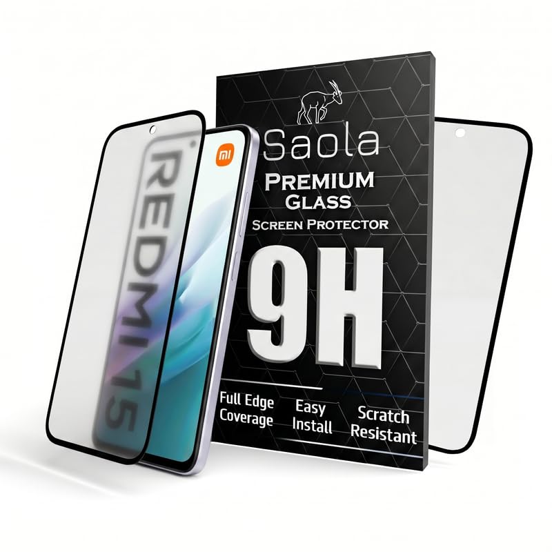Image of Saola Anti-Glare Matte Screen Protector for Redmi 15 | Smooth Touch Finish, 9H Strength Glass, Full Coverage, Bubble-Free Installation Kit | Quick & Easy Application | Pack of 1