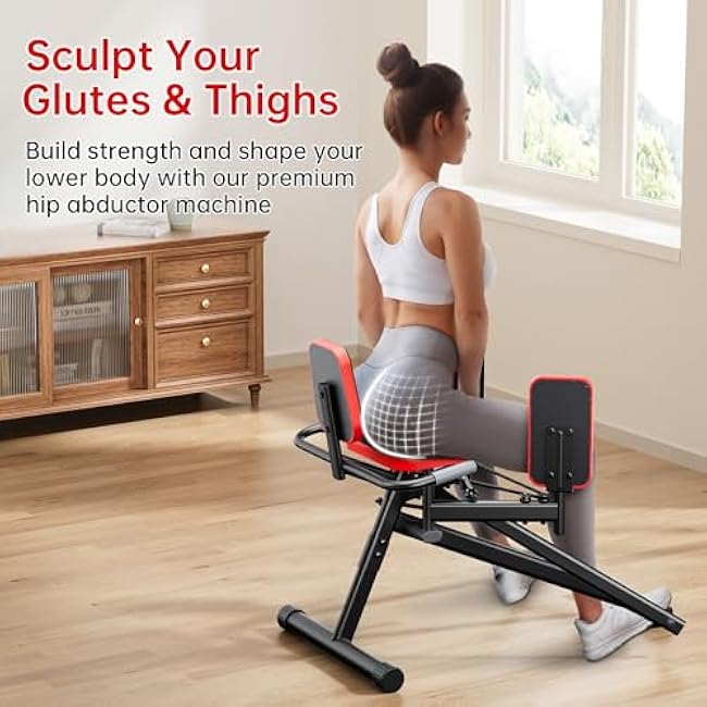 Hip Abductor Machine for Home Gym | Glute & Thigh Exercise Equipment, Outer Thigh Sculpting, Glute Machine for Women, Leg Abductor Machine, Booty Builder for Butt Workout