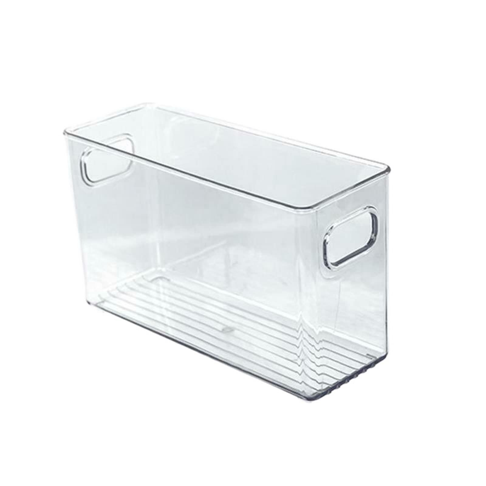 JINGYAN Storage Boxes 1pc Fridge Organizer Stackable Bins Food Storage Box With Clear Plastic Handle Pantry Freezer Tool(Transparent L)