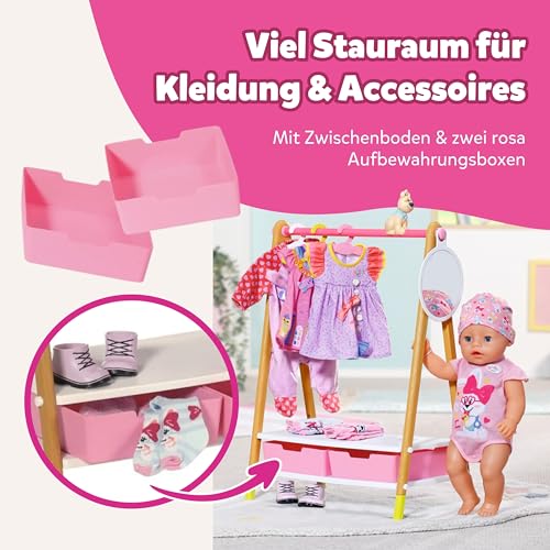 Zapf Creation 830000 BABY born Kleiderstange - Puppenkleider-Ständer mit Holz-Optik und Zubehör