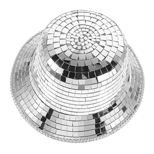 Chapeau argenté pour femme LIFKOME style carrelage miroir disco pour soirée