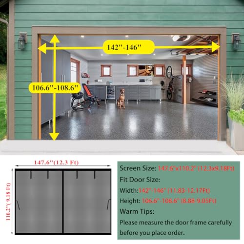 Image of Magnetic Garage Door Screen 12x9ft for 1 Car Garage Carport Patio Porch