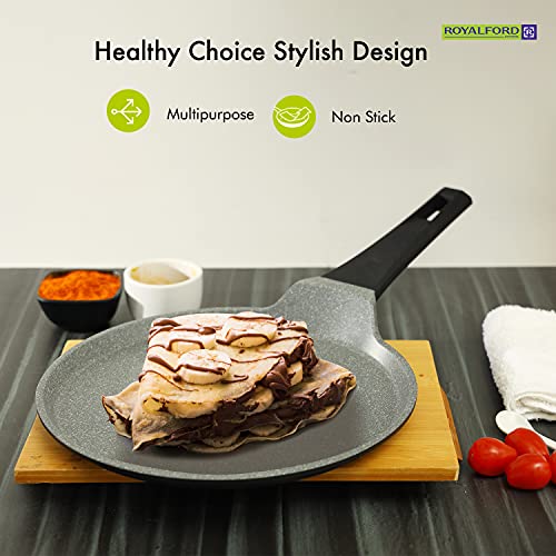 Royalford 28 cm Die Cast Crepe Tawa, Grey, RF8590