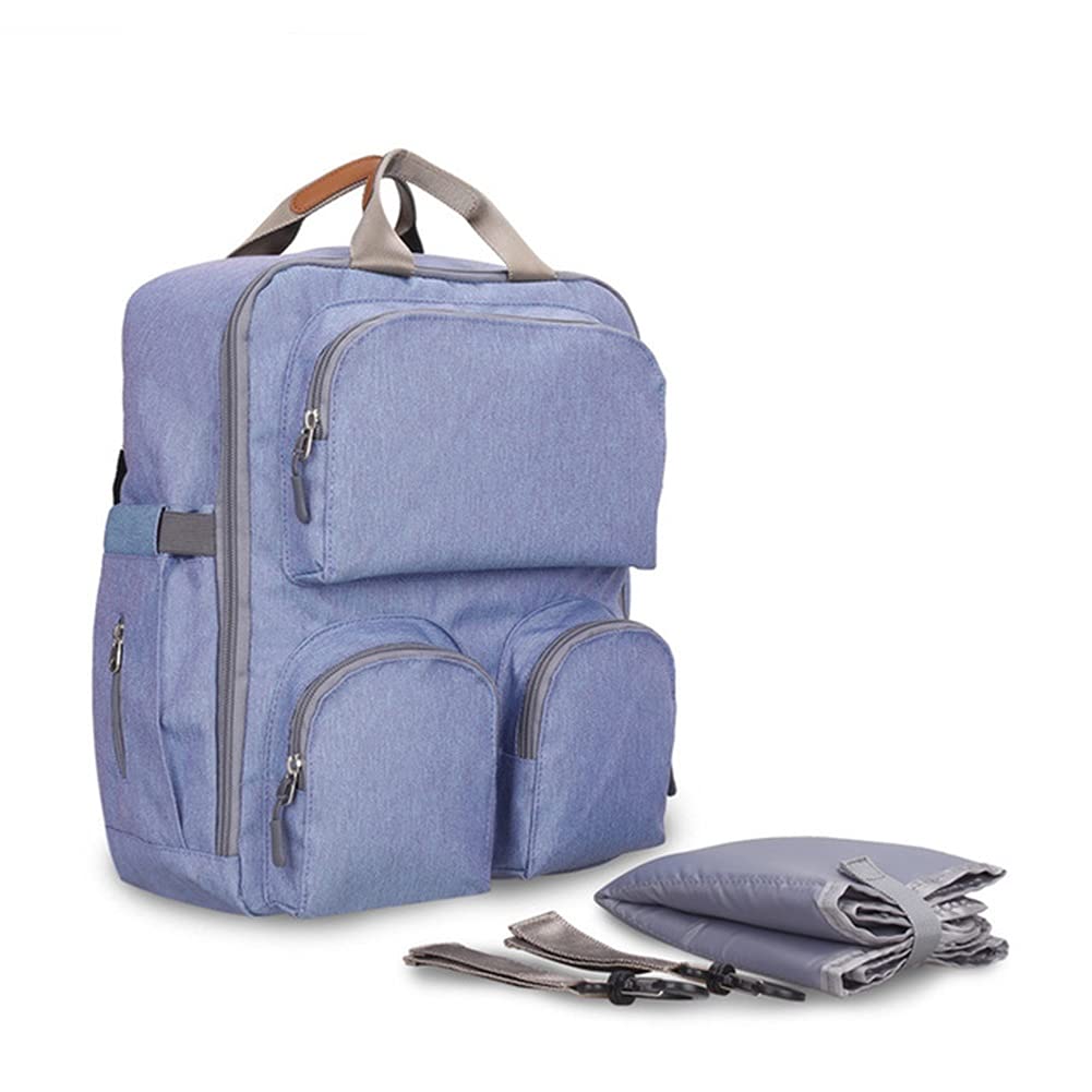 Zaino Mamma Multifunzione, Neonato Fasciatoio Bambino Impermeabile Borsa Grande capacità, Borsa Fasciatoio Passeggino Universale, 2 Tasche isolanti Bottiglia per Viaggiare papà (Color : Blue)