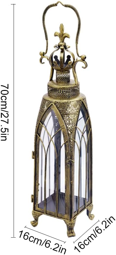 Large Candle Lantern Decorative with Clear Glass,27.5in Tall Farmhouse Metal Hanging Candle Lantern for Home Decor,Garden,Patio,Wedding,Parties & Events