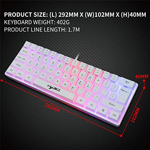 Image of HXSJ V700 Wired Gaming Keyboard RGB Streamer Wired Keyboard 61-key Gaming Keyboard for Game /Office Black (White)