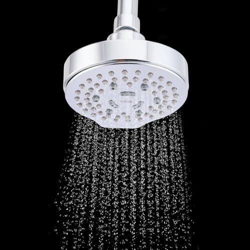 Image of Mila Cliq Multi-Function Overhead Shower Head | 4-Function Rain Massage Mist Mixed Spray | Chrome Finish Round Showerhead for Wall Mount |Durable ABS Body, Wide Coverage, Easy Install|Bathroom Fitting