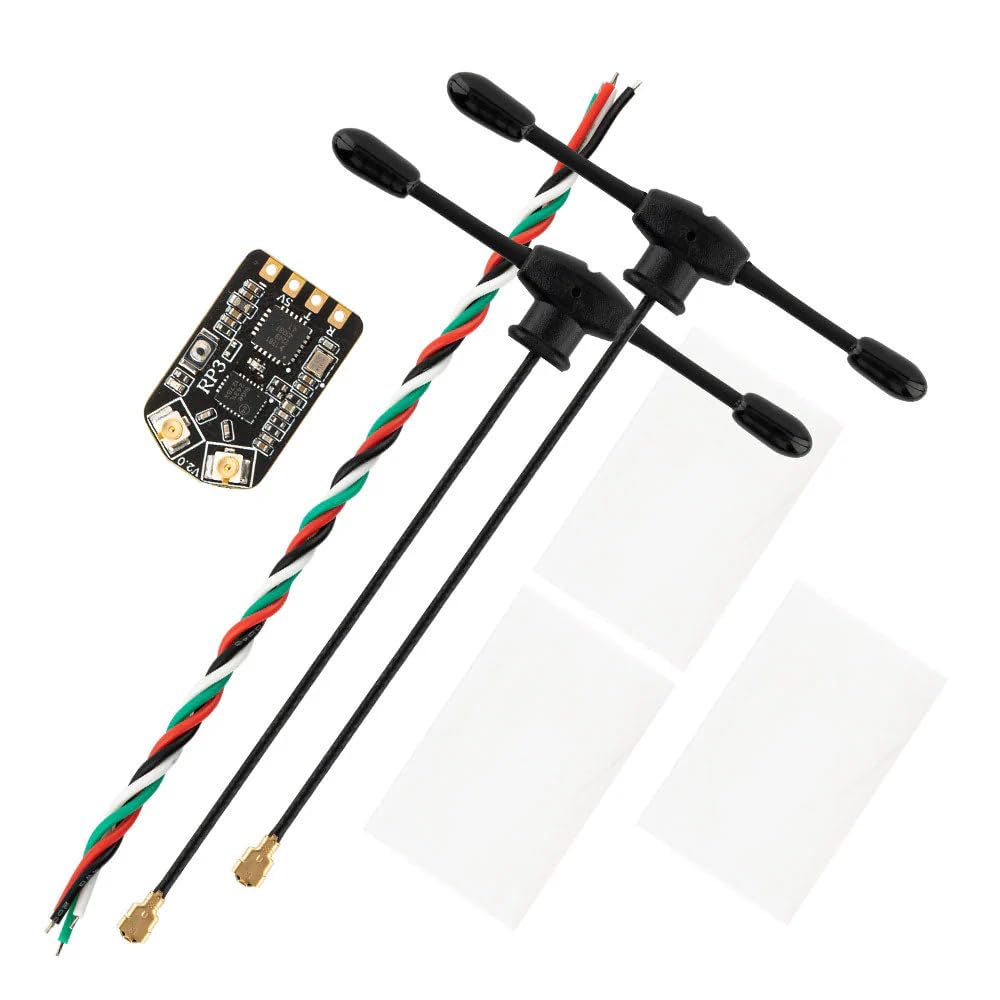 Radiomaster Receptor ELRS RP3 de 2,4 GHz Receptor Nano ExpressLRS con Antena Dual UFL T de 79mm para Control Remoto FPV ELRS Ideal para Dron FPV/Whoop Pequeño/Avión RC de Ala Fija